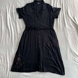 Disturbia Fairfolk Floral Tie Waist Button Down Midi Shirt Dress Women's Size 16